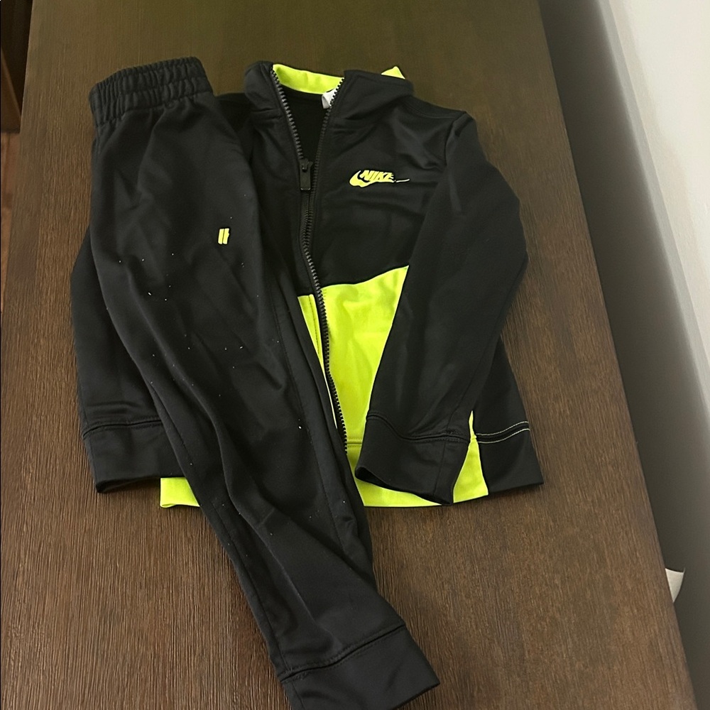 Nike Black and Neon Green Tracksuit